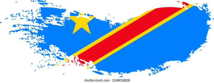 Congo democratic republic vector grunge brush stroke with  national flag and contour map. 