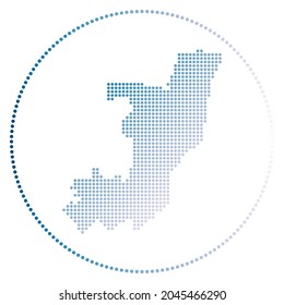 Congo digital badge. Dotted style map of Congo in circle. Tech icon of the country with gradient dots. Stylish vector illustration.