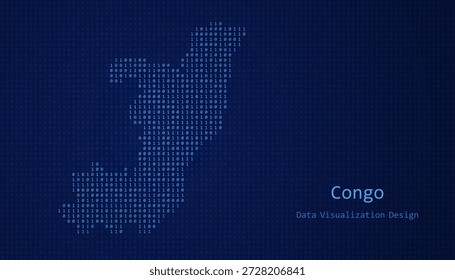 Congo Digital map formed with ones and zeroes for data visualization design
