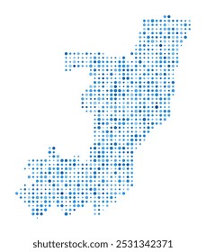 Mapa de puntos del Congo. Forma de estilo digital de Country. Imagen de Vector del Congo. Country forma puntos circulares azules. Ilustración vectorial artística.