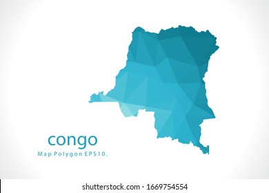 congo DR Map Abstract geometric rumpled triangular low poly style gradient graphic on white background