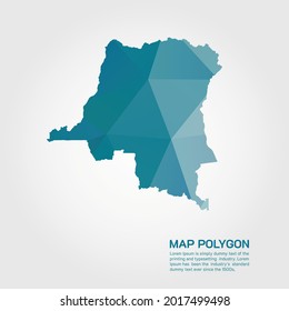 congo DR Map Abstract geometric rumpled triangular low poly style gradient graphic on white background