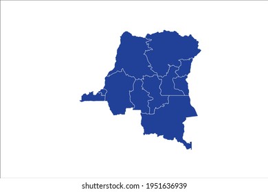 congo DR Map blue Color on White Backgound