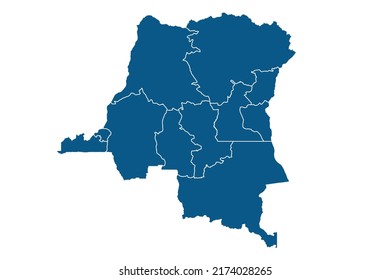 congo DR Map blue Color on White Backgound