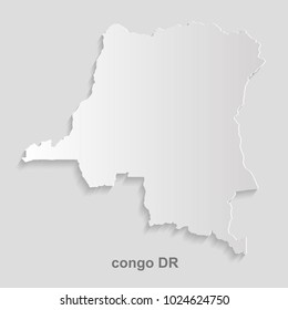 Congo DR map card paper 3D . Cut isolated on a white background. Vector illustration.