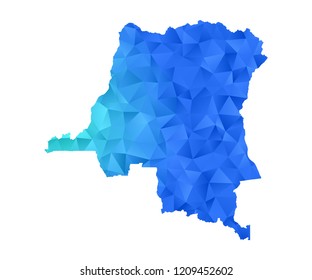 Congo DR map in geometric blue polygonal style modern design on white background. Vector illustration.