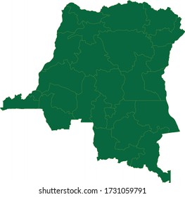 Congo DR map in green color and yellow border on white background. Vector illustration.
