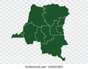 congo DR map Green Color on White Backgound Png