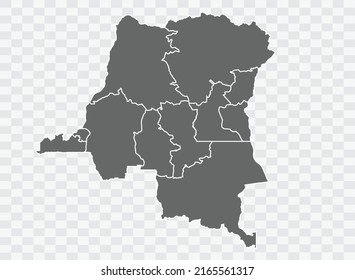 congo DR map grey Color on Backgound png
