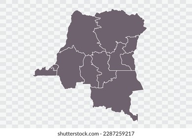 congo DR Map Grey Color on White Background quality files Png