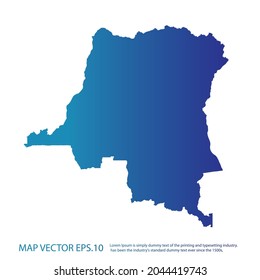 congo DR map , infographic style , blue gradient color , on white background with Map World. Wire frame 3D mesh ,