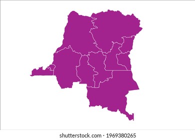 congo DR Map pink Color on White Backgound