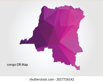 congo DR Map pink Color on white background polygonal