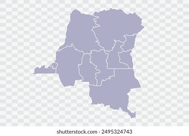 congo DR Map silver Color on White Background quality files Png