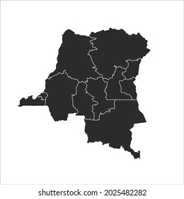 congo DR map vector, dark color.isolated on transparent background. 