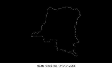 Congo (Dr) map vector illustration. Drawing with a white line on a black background.