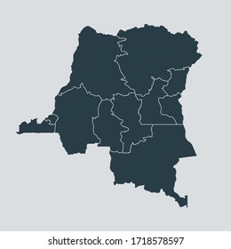 congo DR map vector, isolated on gray background