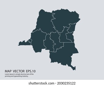 congo DR map vector, isolated on gray background