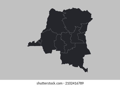 Congo DR map vector, isolated on gray background
