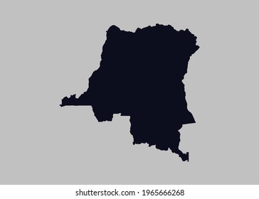 Congo DR map vector,Not isolated blue color on gray background