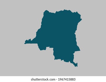Congo DR map vector,Not isolated ocean blue color on gray background