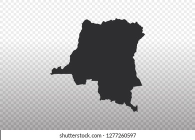 Congo DR Map - World Map International vector template isolated on transparent background - Vector illustration eps 10
