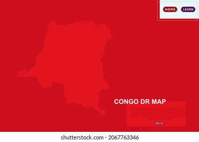 DR Karte Kongo - Weltkarte Internationale Vektorvorlage mit roter Farbe und Skizze einzeln auf rotem Hintergrund für Bildung, Design, Website, Banner - Vektorgrafik eps10