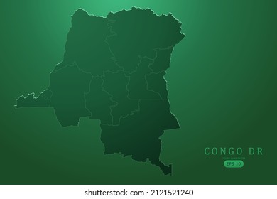 Congo DR Map - World Map International vector template with High detailed and Green gradient color isolated on green background for design, infographic - Vector illustration eps 10