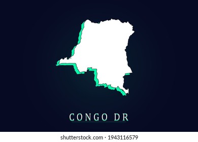 Congo DR Map - World map vector template with green and white  color gradient isolated on dark background - Vector illustration eps 10