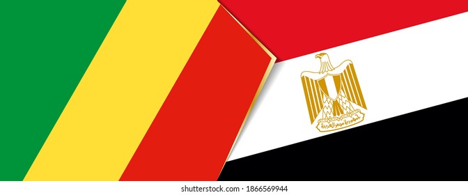 Congo and Egypt flags, two vector flags symbol of relationship or confrontation.
