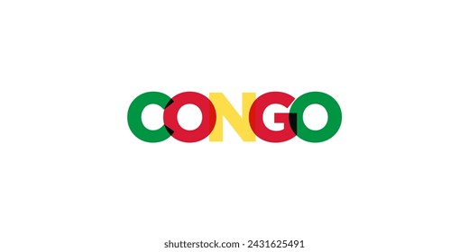 Congo emblem for print and web. Design features geometric style, vector illustration with bold typography in modern font. Graphic slogan lettering isolated on white background.