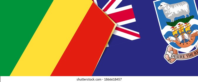 Congo and Falkland Islands flags, two vector flags symbol of relationship or confrontation.