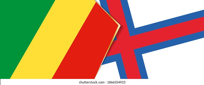 Congo and Faroe Islands flags, two vector flags symbol of relationship or confrontation.
