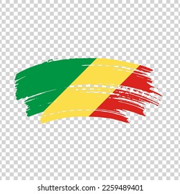 Congo flag with brush paint textured isolated on png or transparent background, Symbol of Azerbaijan, template for banner, promote, design.