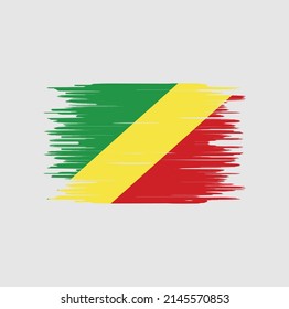 Congo Flag Brush Strokes. National Flag