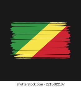 Congo Flag Brush Strokes Painted