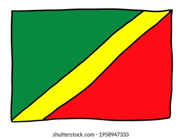 Congo flag Doodle Hand drawing sketch simple vector illustration 
