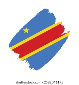 Congo flag in a flat grunge vector design background