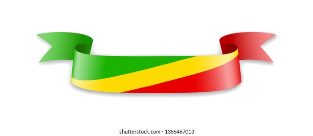 Congo flag in the form of wave ribbon. Vector illustration.