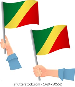 Congo flag in hand. Patriotic background. National flag of Congo vector illustration