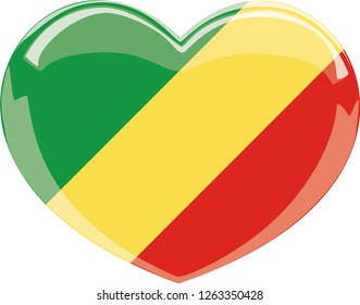 Congo flag, Heart vector, sticker, eps10