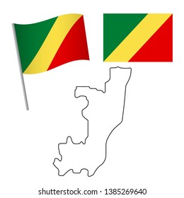 Congo flag and map. Patriotic background. National flag of Congo vector illustration