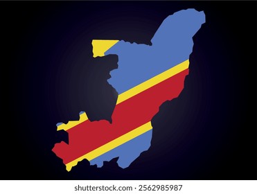 Congo flag and map vector.