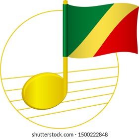 Congo flag and musical note. Music background. National flag of Congo and music festival concept vector illustration