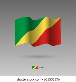 Congo flag. Official colors and proportion correctly. High detailed vector illustration. 3d and isometry. EPS10