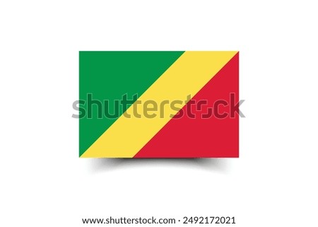 Congo flag. Flag of Congo. The official ratio. Flag icon. Standard color. Standard size. A rectangular flag. Computer illustration. Digital illustration. Vector illustration.