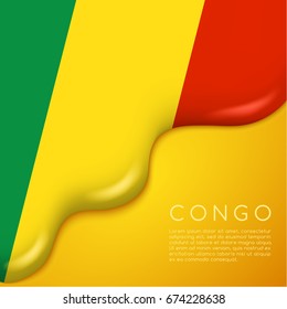 Congo Flag on Creamy Liquid Dripping : Vector illustration
