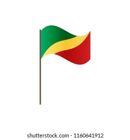 Congo flag on the flagpole. Official colors and proportion correctly. Waving of Congo flag on flagpole, vector illustration isolate