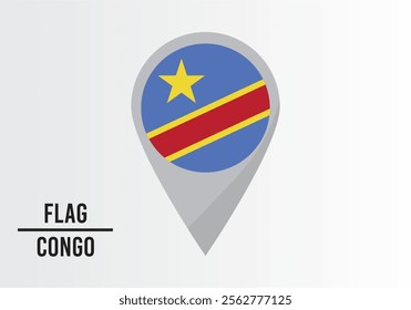 Congo Flag on Location Pin. vector illustration