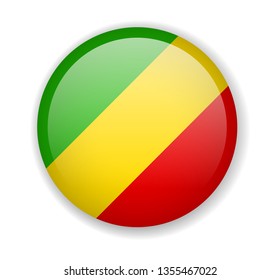 Congo flag round bright icon vector Illustration